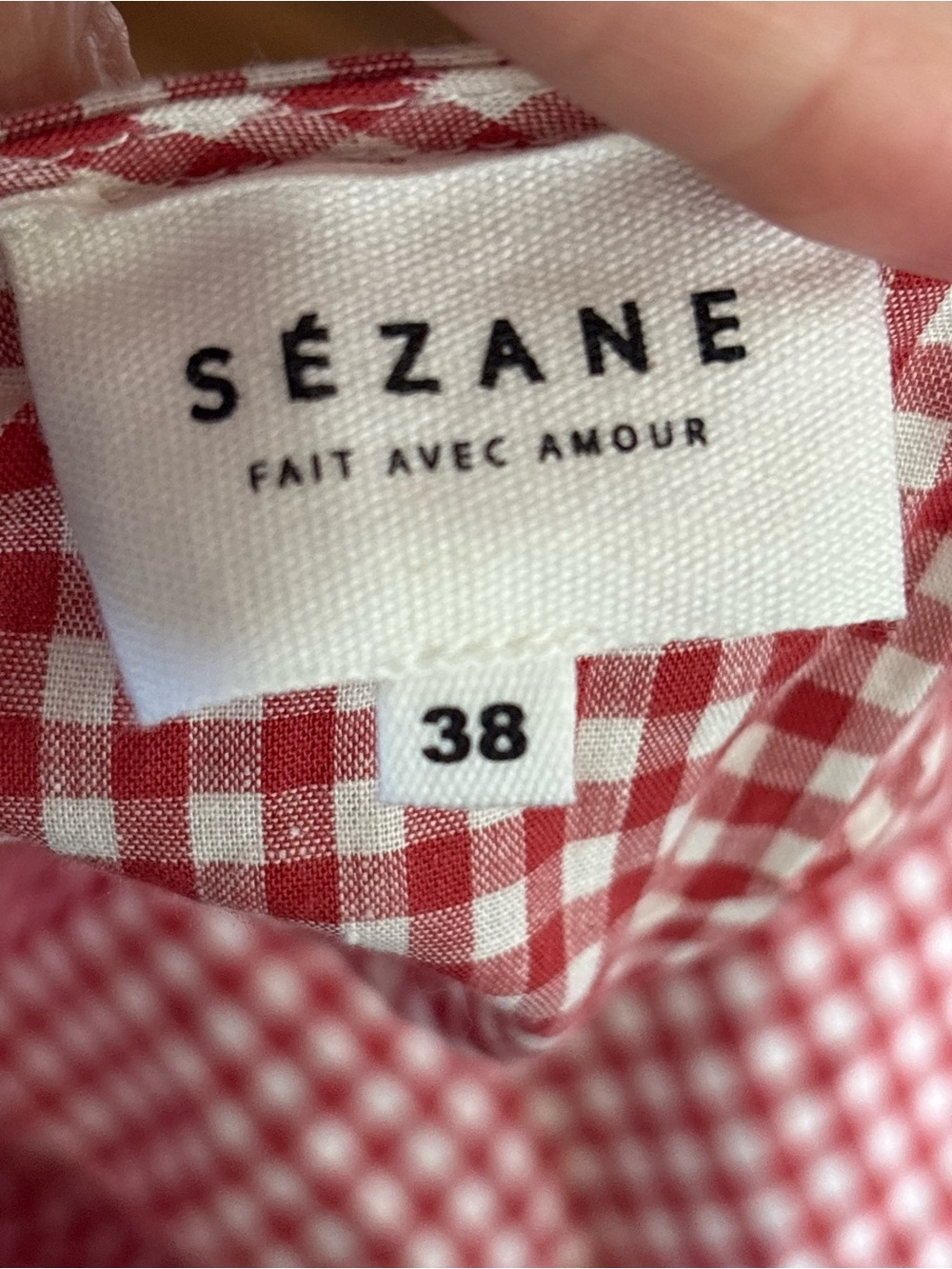 Sezane Red Gingham Tie-Front Camisole - Picture 5 of 6